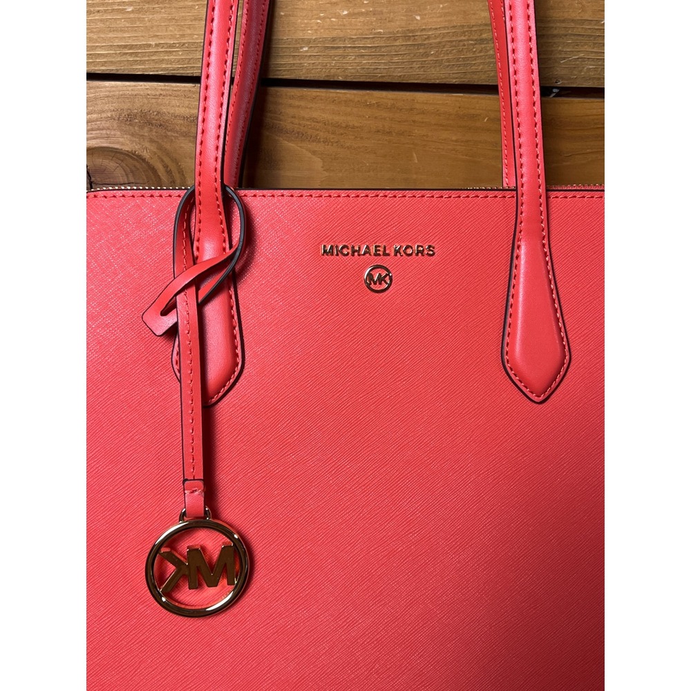 Michael Kors Marilyn Medium TZ MK Tote Spiced Coral Leather Handbag DESIGNER NWT